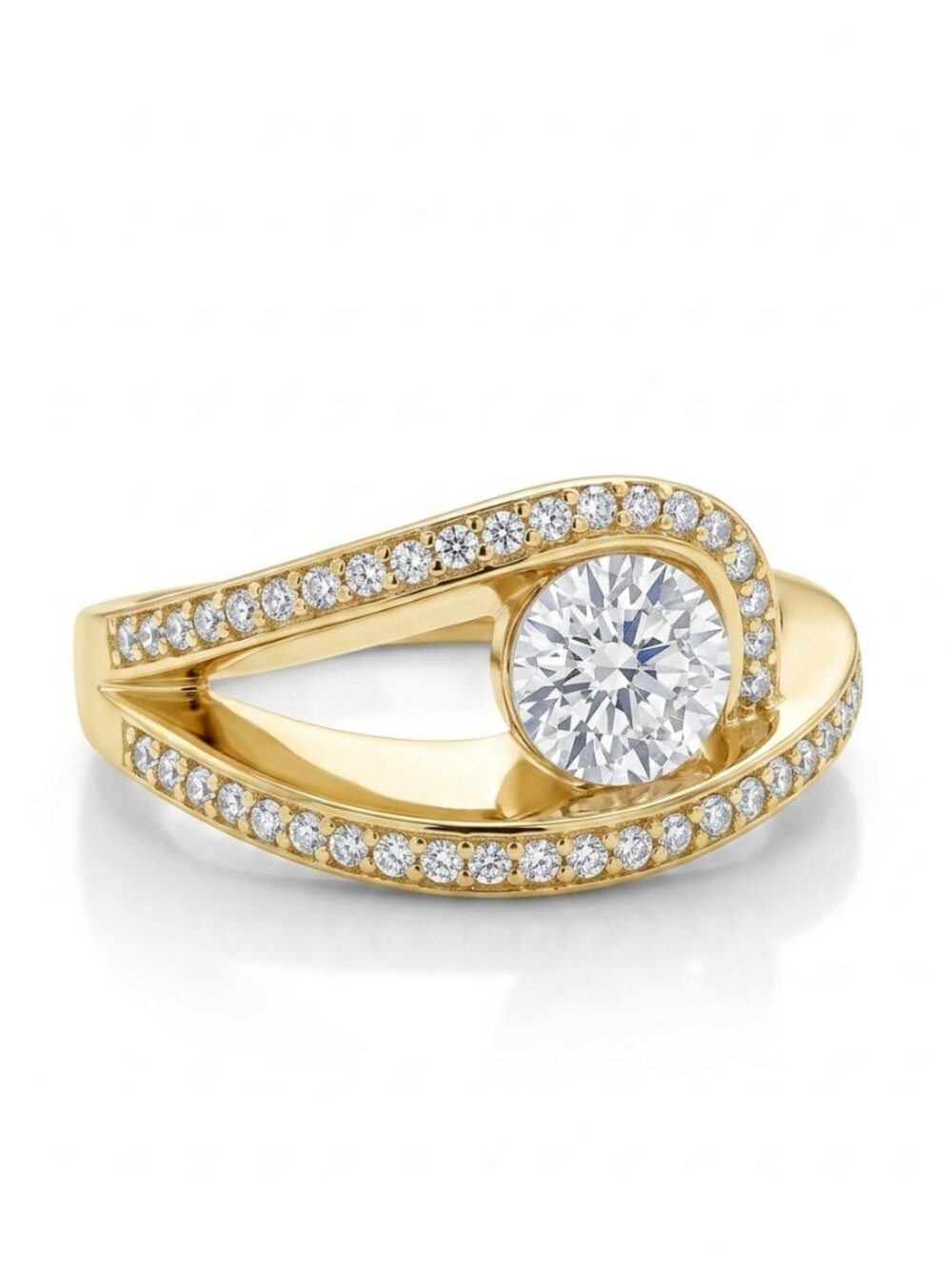Women's Halo Cut Solitaire, 925 Sterling Silver with 10k gold finish Evil Eye